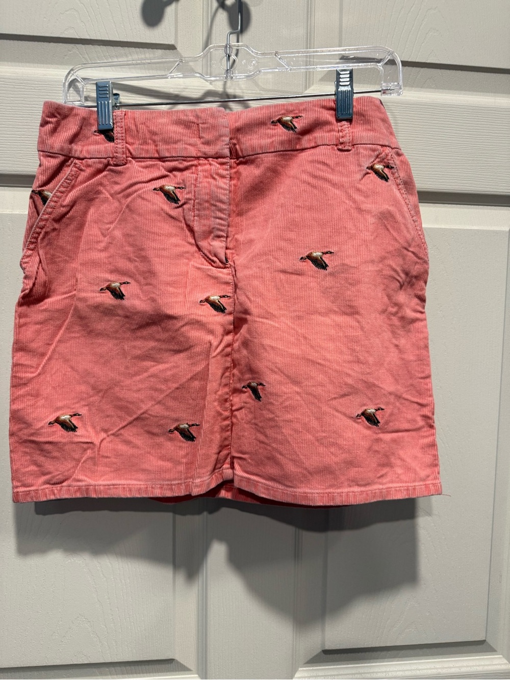 J. Crew Pink Corduroy Embroidered Bird Skirt